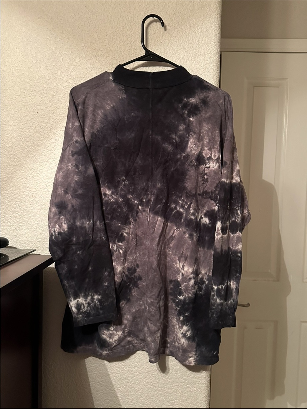 Free People Tie-Dye Long Sleeve Shirt in Black and Gray